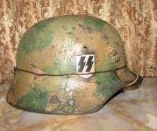 ナチスドイツ武装SSM35ヘルメット、クルスク戦カモ、シェルのみ実物
