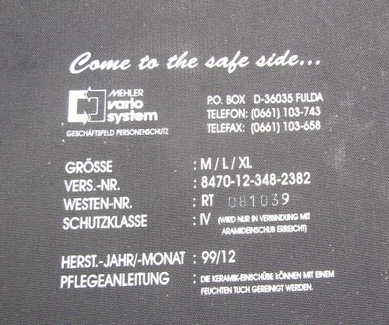 BWドイツ軍　プレートキャリア&防弾プレート　レベル4