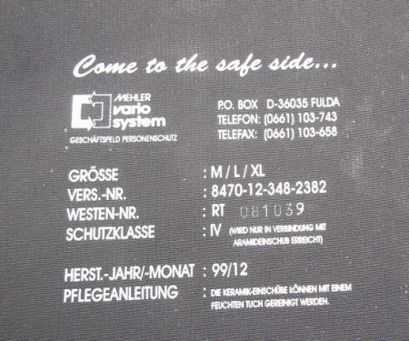 BWドイツ軍　プレートキャリア&防弾プレート　レベル4