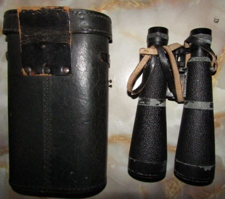 ナチスドイツ軍　8×56Pz双眼鏡　革ケース付き　実物良品