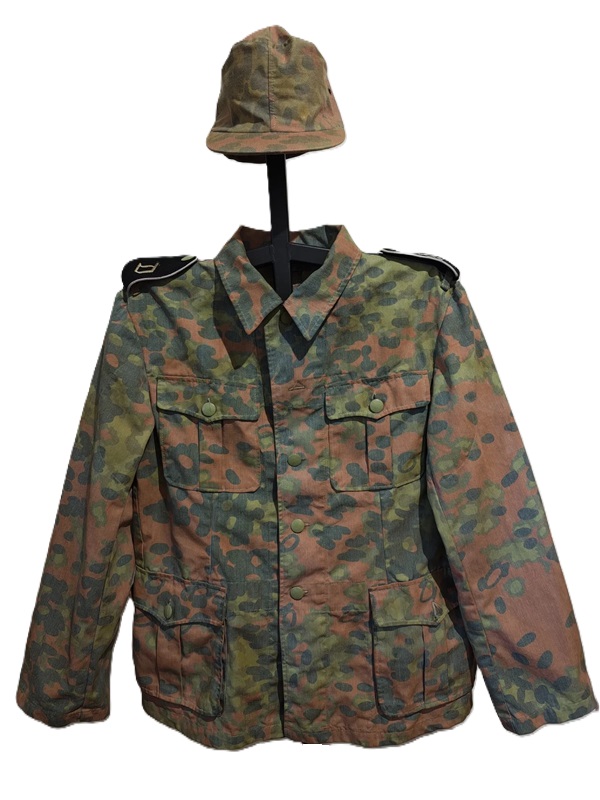 ナチスドイツ軍　武装SSプレーンツリー迷彩ジャケット+帽子　実物　極上品