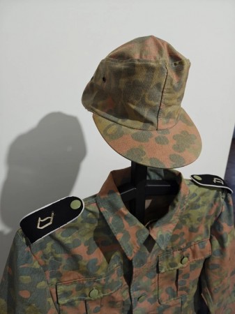 ナチスドイツ軍　武装SSプレーンツリー迷彩ジャケット+帽子　実物　極上品