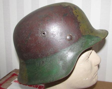 ナチスドイツ軍　M42迷彩ヘルメット　実物　