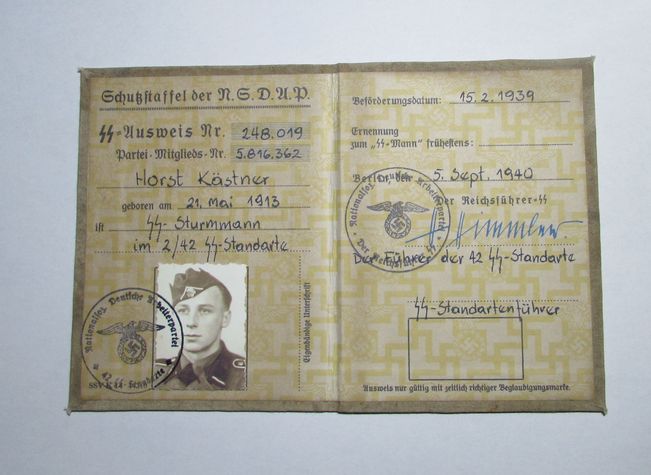 ナチスドイツ軍武装SS髑髏師団身分証明書