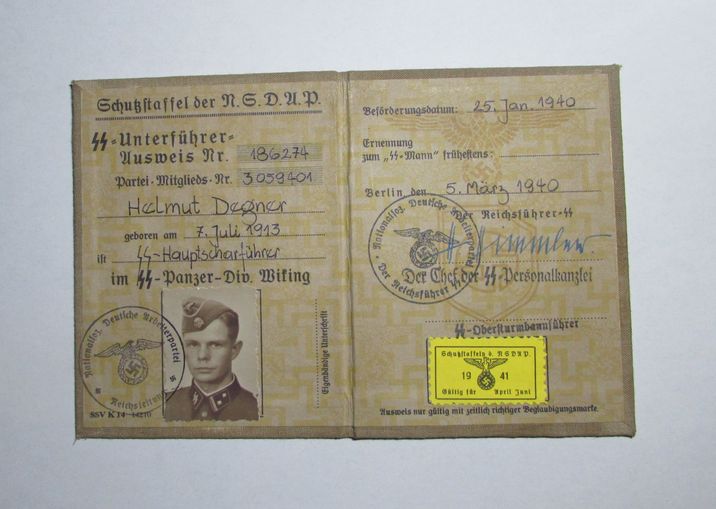 ナチスドイツ軍武装SSヴィーキング師団身分証明書