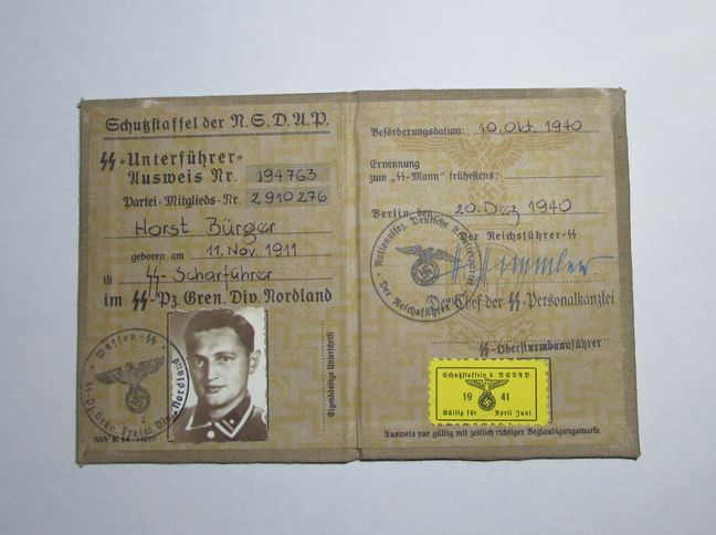 ナチスドイツ軍武装SSノルトラント師団身分証明書