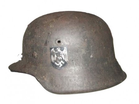 ナチスドイツ軍　シングルデカールM42ヘルメット　実物